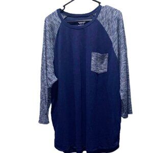 Mossimo Supply Co Navy Raglan Long Sleeve Pocket Tee XXL
